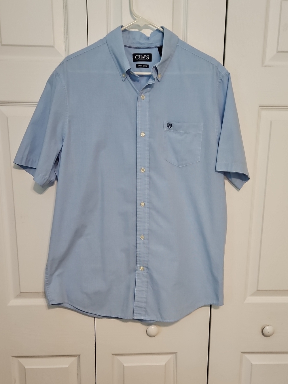 Chaps Men's Sky Blue Short-Sleeve Button-Down Shirt